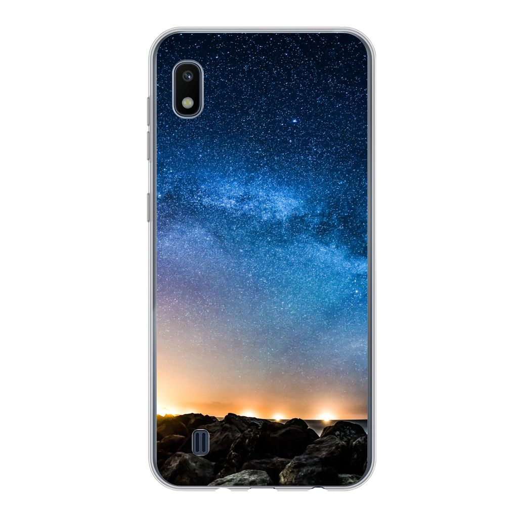 MuchoWow Handyhülle Schutzhülle Hülle für Samsung Galaxy A10 Galaxie - Universum - Sonne - Jungen - Mädchen - Kinder Silikon Softcase Handy ...