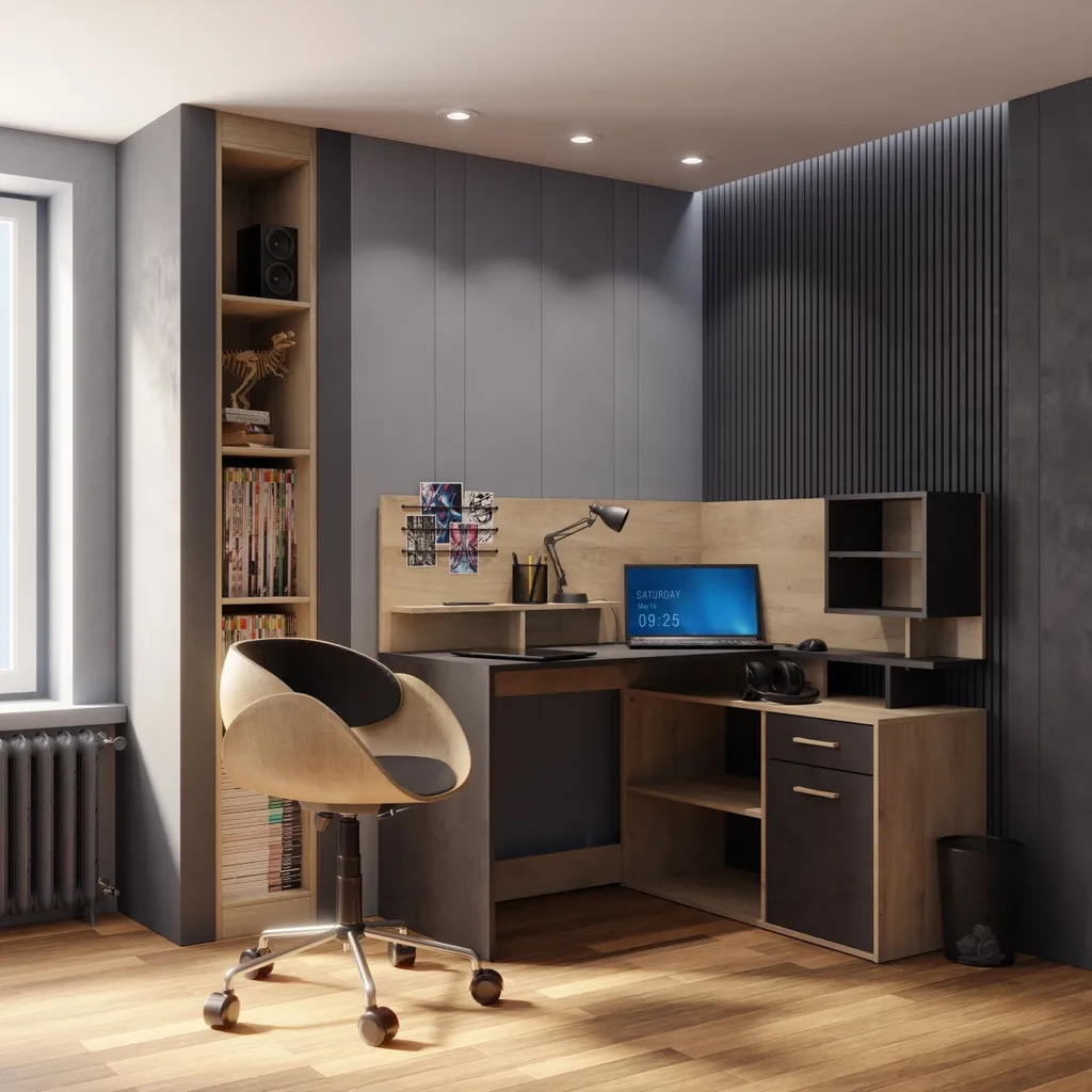 Bureau d'angle compact MALICIA : fini le désordre avec ce meuble 121 cm