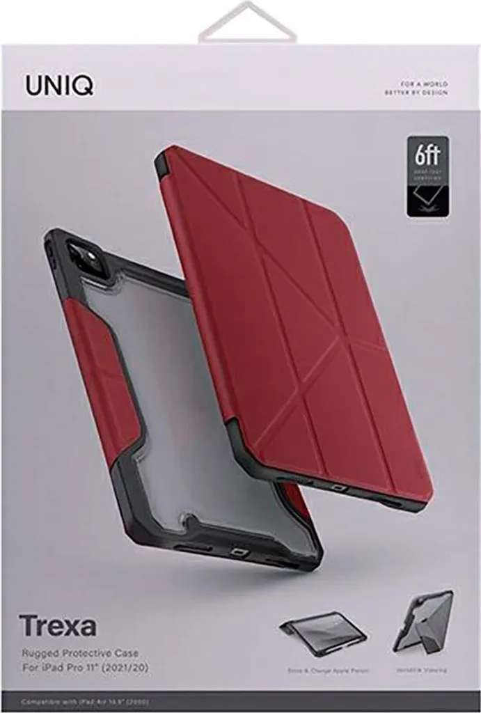 Custodia Uniq Trexa iPad Air 10.9 Rossa: Stile e Igiene Antimicrobica - 8