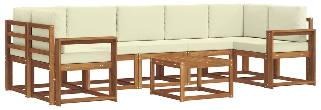 vidaXL Outdoor-Sofagarnitur mit Kissen 8 pcs Natur und Creme