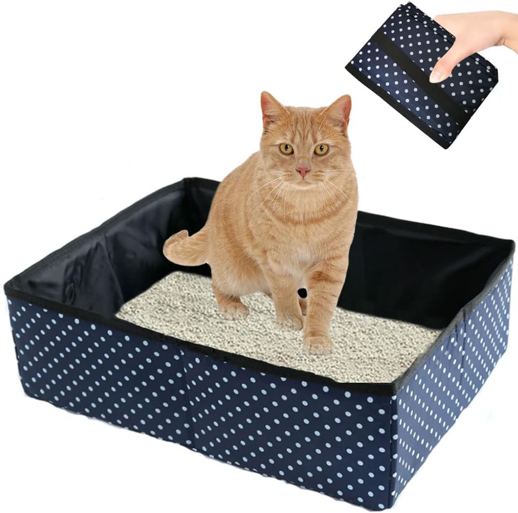 Faltbare, tragbare Katzentoilette, blau, mittlere Größe, für Katzenbesitzer, Reisende, Haustierbesitzer, Unisex, alle Altersgruppen