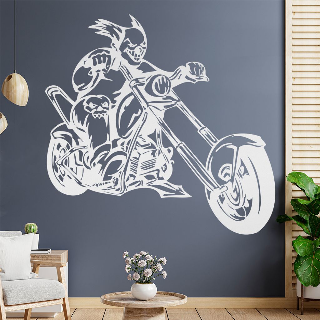Clown Biker Wandtattoo in 6 Größen - Wandaufkleber Wall Sticker - Dekoration, Küche, Wohnzimmer, Schlafzimmer, Badezimmer