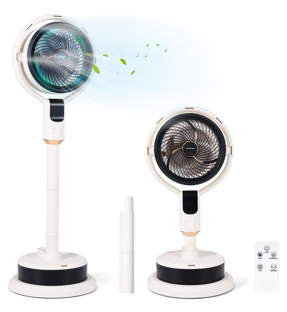 COSTWAY Standventilator mit Fernbedienung, Bodenventilator leise höhenverstellbar, Luftkühler mit Wasserkühlung, 90° Oszillation, 8 Fach & Timer