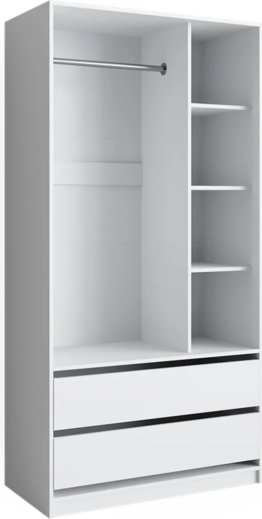 Armoire 2 portes et 2 tiroirs Vicco Elmo 100x200cm finition blanche