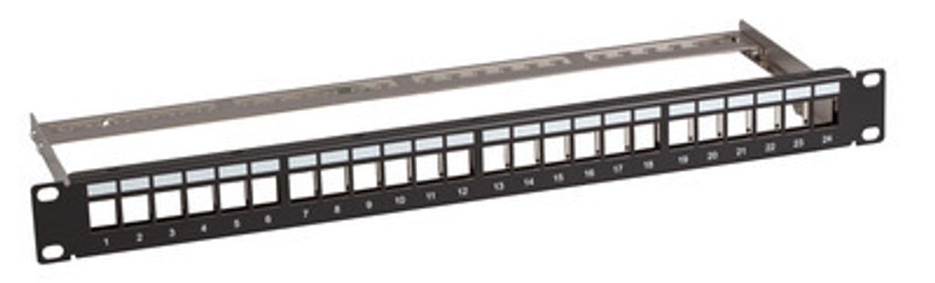 EFB-Elektronik Verteilerfeld 48,30cm (19") 1HE, 24-Port, schwarz mit 24x RJ45 Keystone Slimline Cat.6A Hersteller: EFB Elektronik (B37200100TS.24)