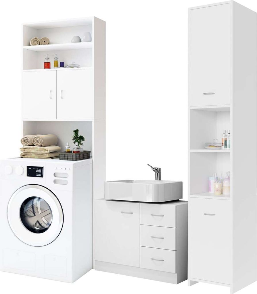 CASARIA® Badmöbel Set 3-tlg Waschbeckenunterschrank mit 3 Produktbild 
