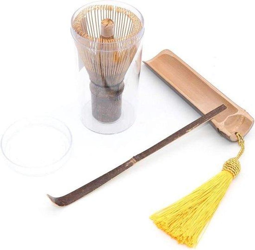 Japanische Teeceremonie 3tlg. Bambus Matcha Tee Garde Löffel Scheppe mit Reisbürste