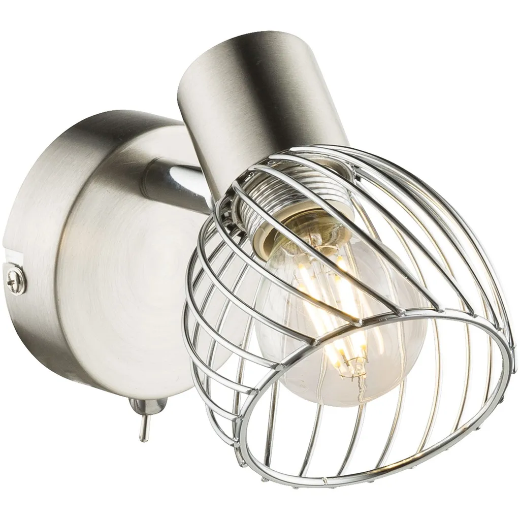 Faretto Orientabile Globo 54809-1 Texas E14 Metallo Nichel con Interruttore