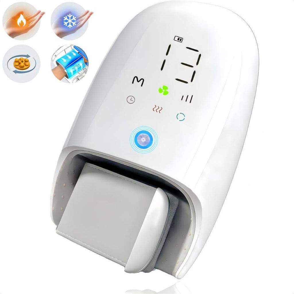 Handmassagegerät mit innovativer Kühlung-6 Modi & 3 Timer, Luft-Wärme-Kombination, Rollmassage und Handgelenk Airbag-Massage für Hand, Finger