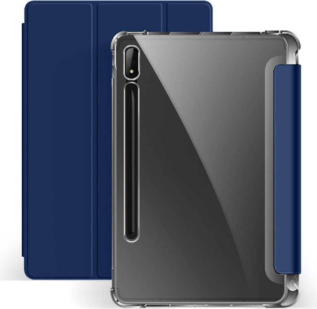 Smart Cover für Samsung Galaxy Tab S7 FE Tablet Hülle Cover Schutzhülle Tasche Stand Hülle Tasche Etui Blau-Transparent