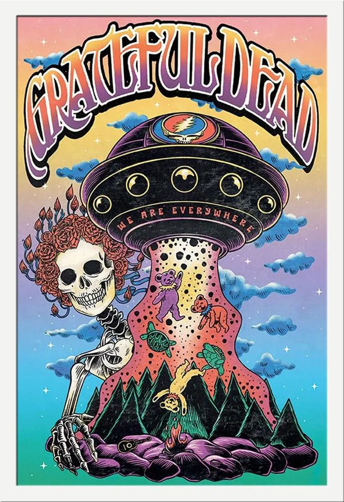 Poster Grateful Dead Bertha UFO con Cornice Bianca Shinsuke Maxi MDF