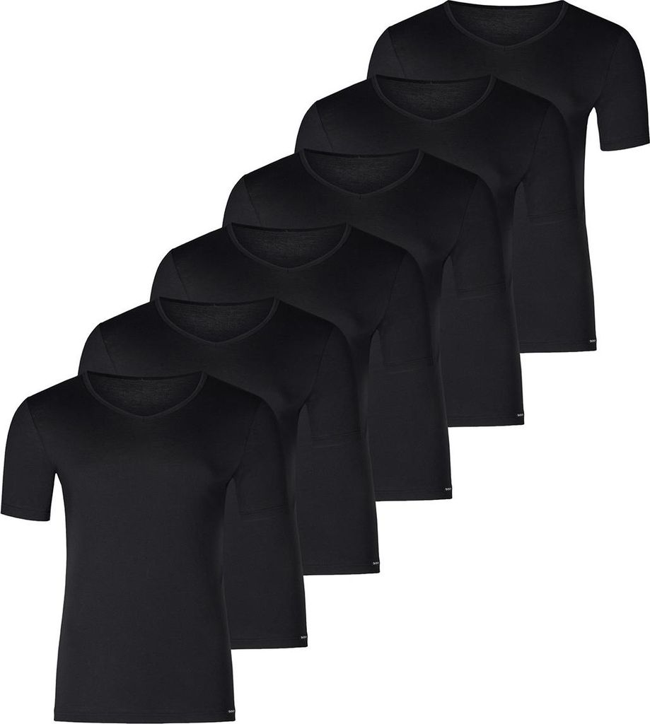 Skiny 6er Pack Unterhemd / Shirt Kurzarm Unterhemd / Shirt Kurzarm V-Ausschnitt für coole Styles, Körpernaher Passform, Strapazierfähig, pflegel...