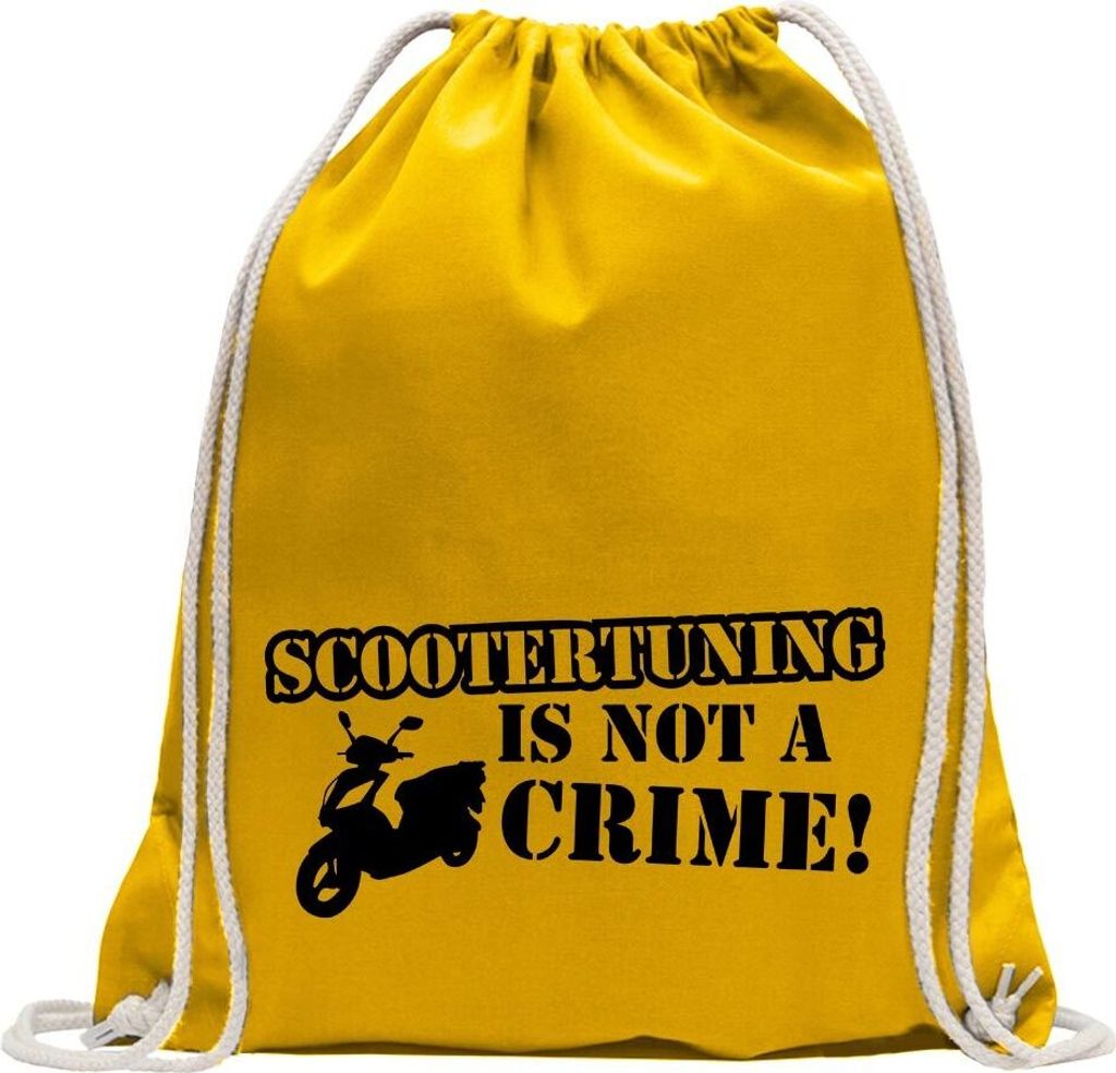 Kiwistar - Turnbeutel - gelb - Scootertuning is not a Crime! Design 2 - Fun Rucksack Sport Beutel Gymsack Baumwolle mit Ziehgurt