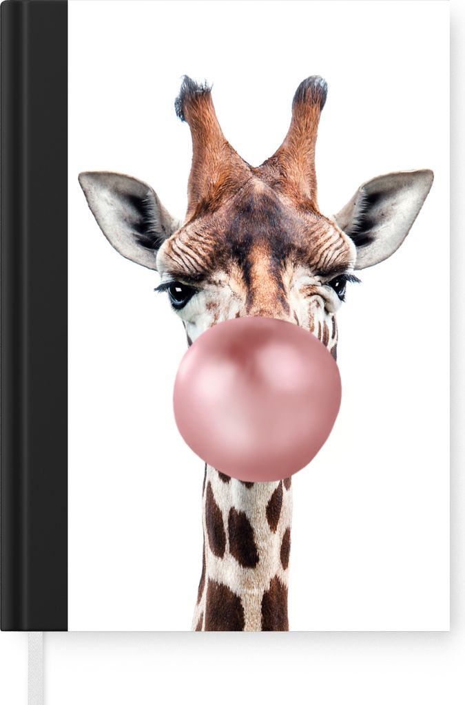 MuchoWow Notizbuch Tagebuch Haushaltsbuch Notebook A5 Giraffe - Kaugummi - Rosa - Kinder - Junge - Mädchen - Notizblock - Notizheft - Notebook -...