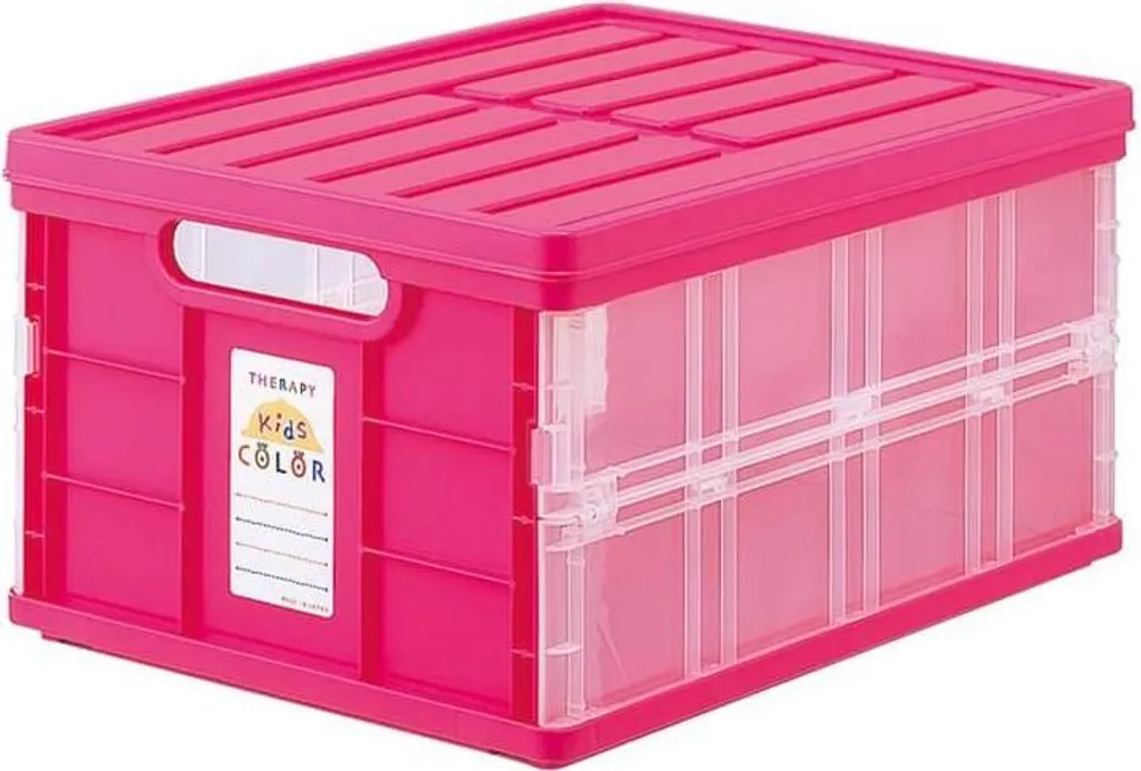 Boîte de rangement Kids Color rose pliable et robuste avec couvercle