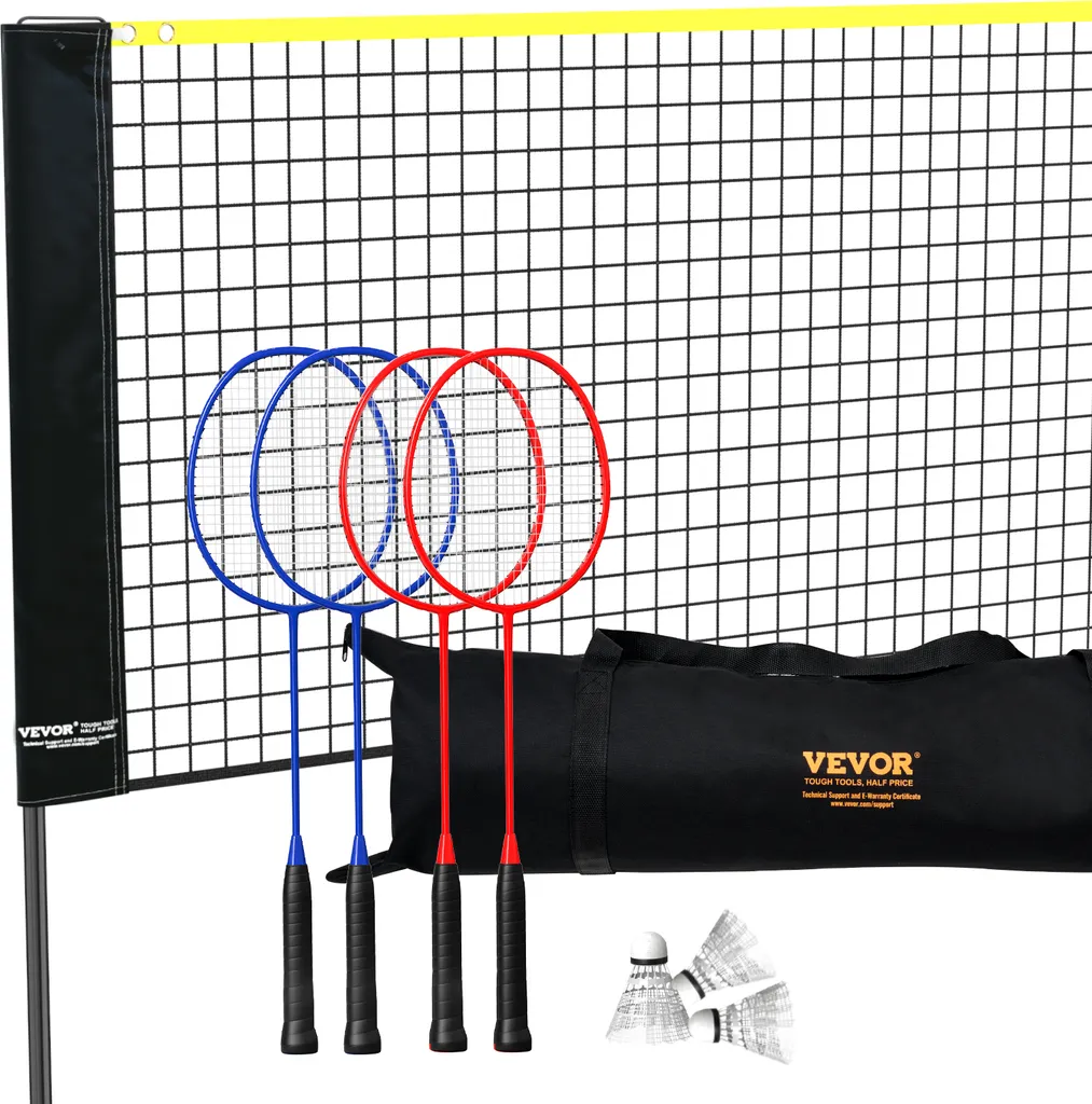 VEVOR Filet de Badminton 6m et Volley-ball Réglable avec Raquettes