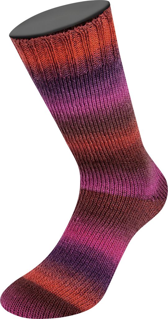 Lana Grossa MEILENWEIT 100 g COLOR MIX 4-fach Sockenwolle mit leuchtendem Farbverlauf 400 m, Farbe:8065 - Burgund/Ziegel-/Dunkel-/Schwarzrot/Bordeaux/ Weinrot