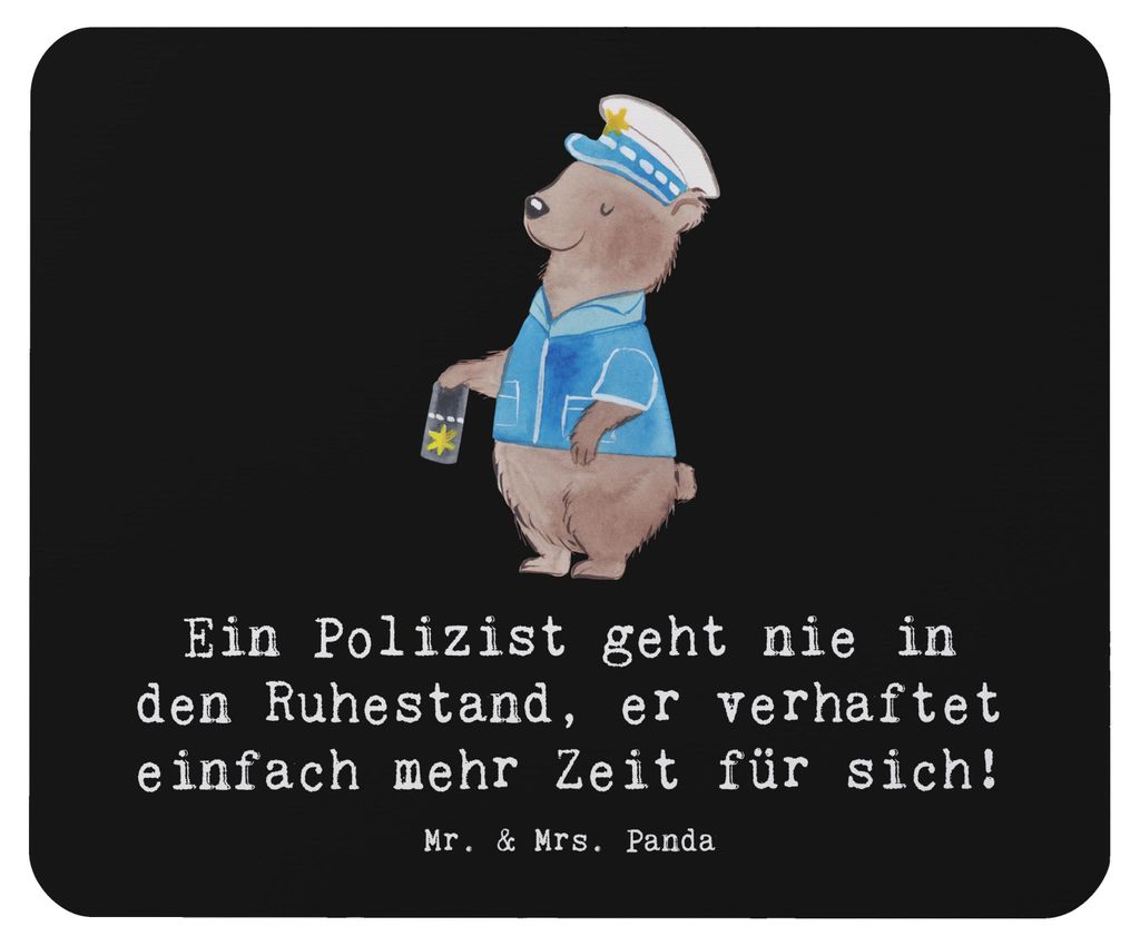 Mr. & Mrs. Panda Mousepad Polizist Ruhestand - Schwarz - Geschenk, Mouse Pad, Mauspad, Berufspassion, Polizei, Schutz der Gemeinschaft, laptop, Ber...