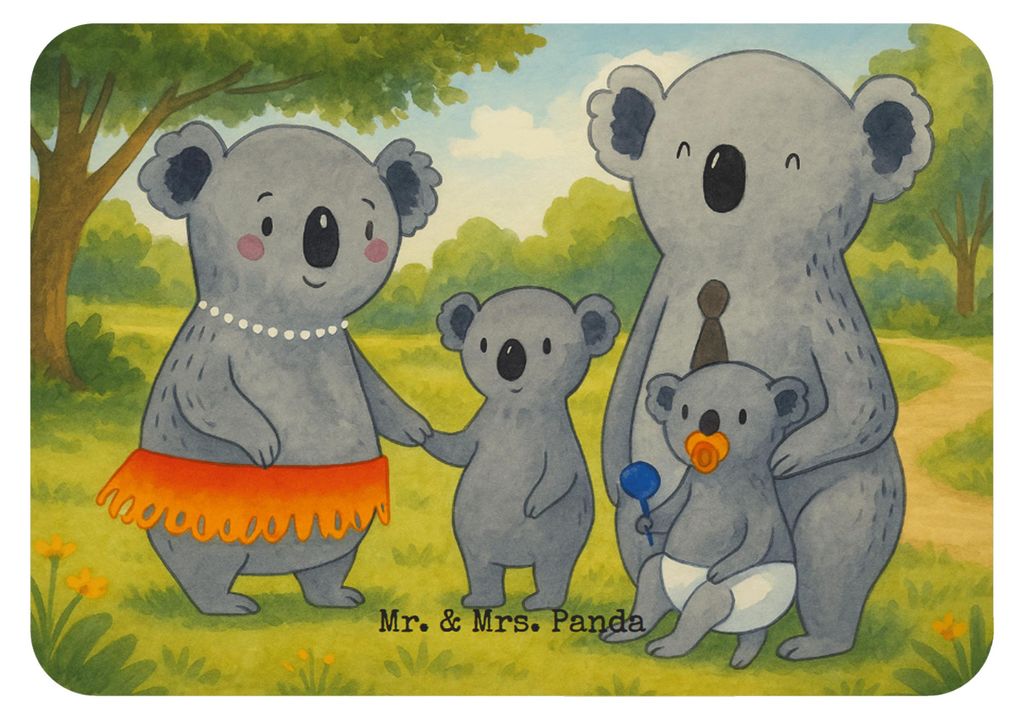 Mr. & Mrs. Panda Kühlschrankmagnet Koala Familie Design - Weiß - Geschenk, zettelhalter, rechteckmagnet, Family, Mama, whiteboardmagnet, holzmagn...