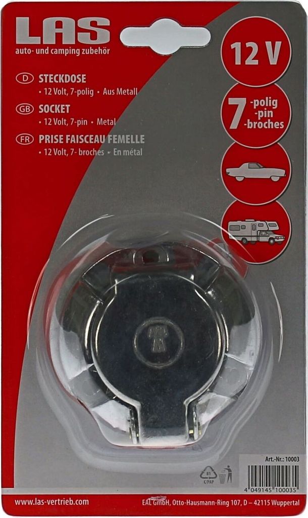 LAS Steckdose, 7-polig, 12V, Metall