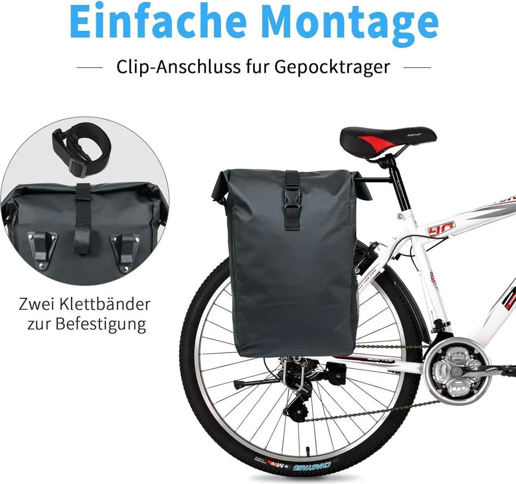 Sacoche Arrière De Vélo étanche 6L – Porte-bagages 2 En 1, PU Carbone, Poche à Eau, Bandoulière Amovible