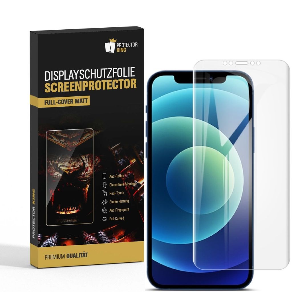 1x Displayschutzfolie für iPhone 12 Pro Max FULL COVER Displayfolie MATT