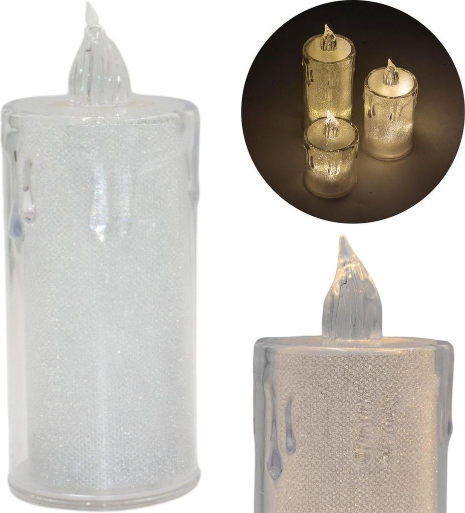 LED-Deko-Kerze 12,5 cm transparentes warmweißes Licht