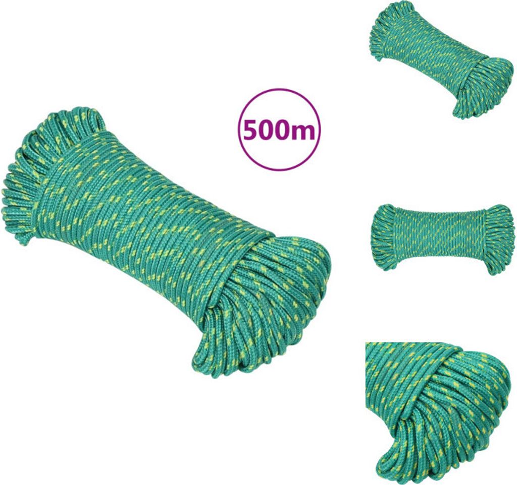 vidaXL Bootsseil Grün 4 mm 500 m Polypropylen - Seile