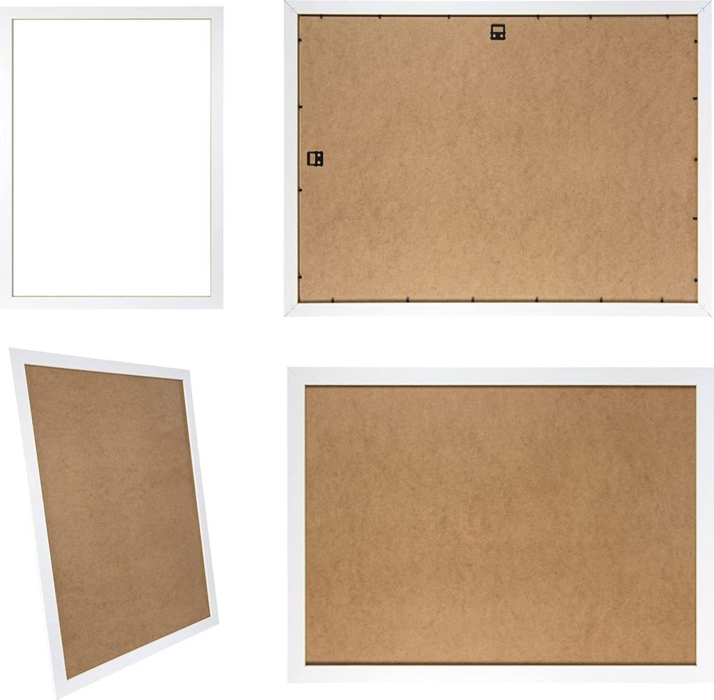 Bilderrahmen Weiss matt CLAMARO Collage nach Maß Holz Modern eckig M3016, Größe:30x60