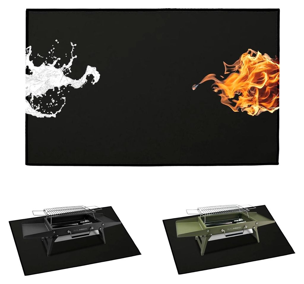 Hitzebeständige Unterlage, feuerfeste Matte für kleine Outdoor-Grills, geeignet für Tisch und Rasen (80×50 cm)