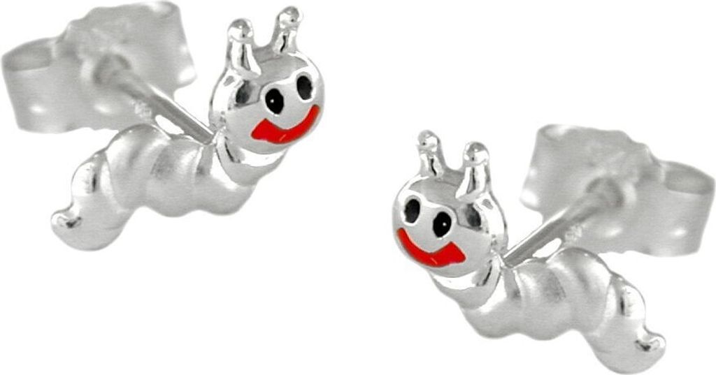 Paar Stecker Ohrstecker Raupe Raupen Würmchen 925 Silber für Kinder