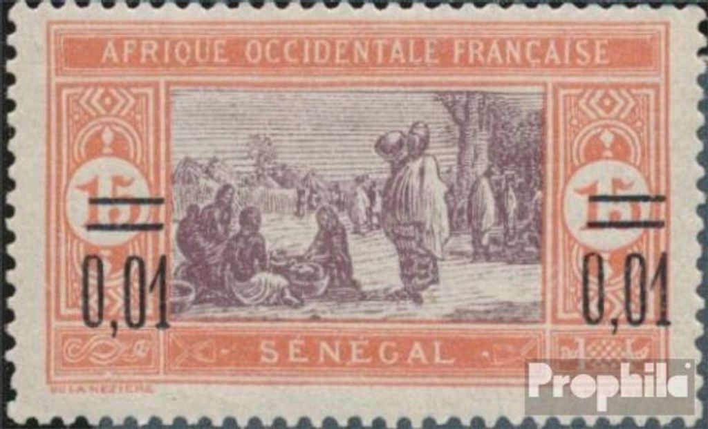 Briefmarken Senegal 1922 Mi 87 mit Falz Aufdruckausgabe