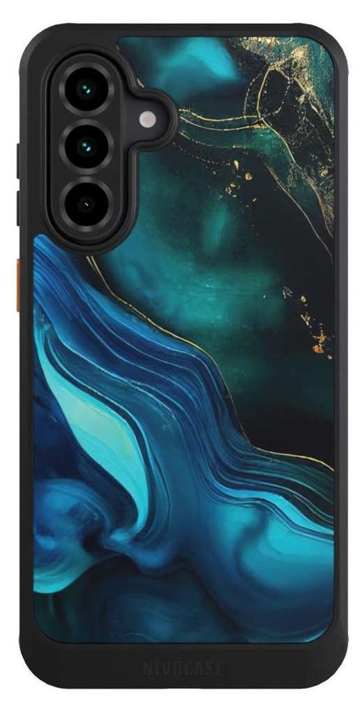 NIVOCASE Hülle für Samsung Galaxy A36 5G Handyhülle NIVOcore Case Schwarz Art Farbverlauf Marmor