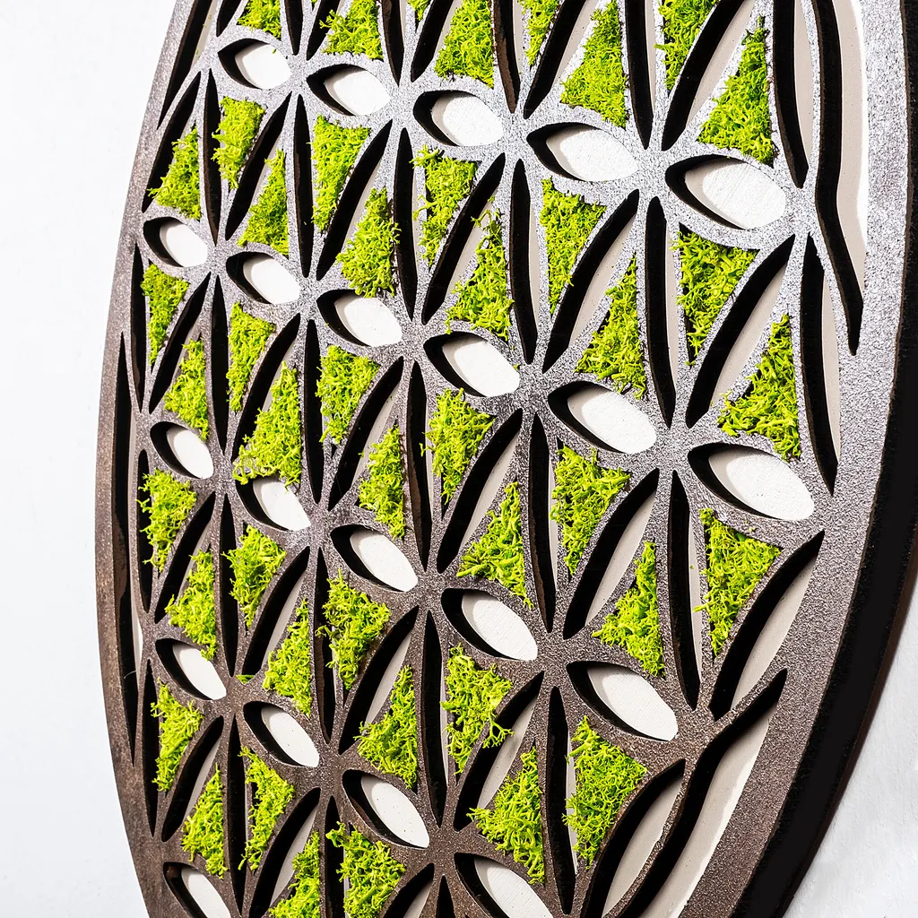 Wallity Décoration Murale Géométrique Verte en MDF - Design 44x44 cm