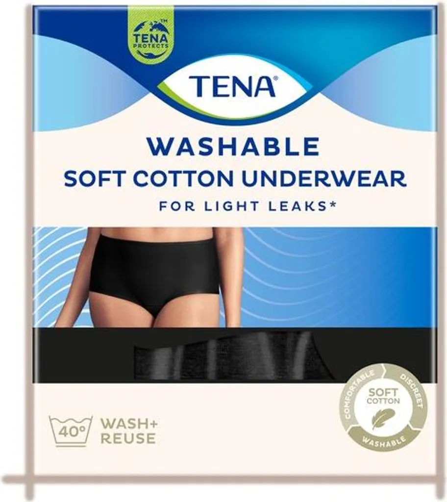 Intimo lavabile TENA - cotone nero - Medio - per perdite di urina (incontinenza)