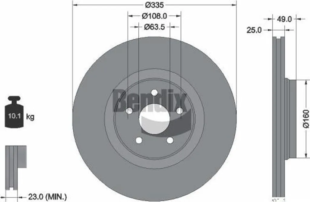 Disque de frein avant haute teneur en carbone BENDIX BDS2279HC