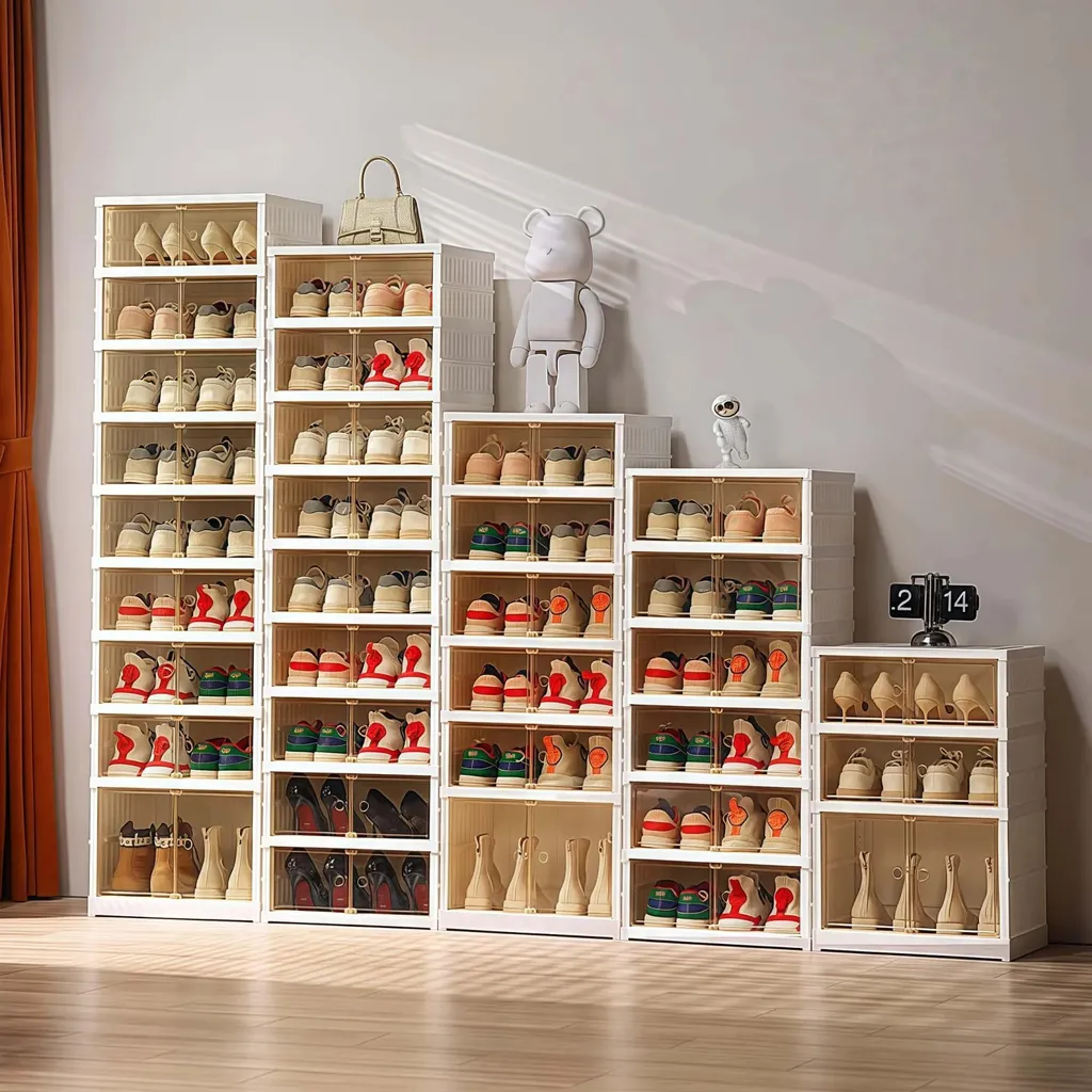Organisateur de chaussures empilable XL - Bac de rangement transparent
