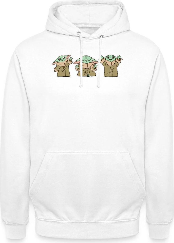 Star Wars: Mandalorian Baby Yoda Posen Uni Hoodie, XXL, Weiß