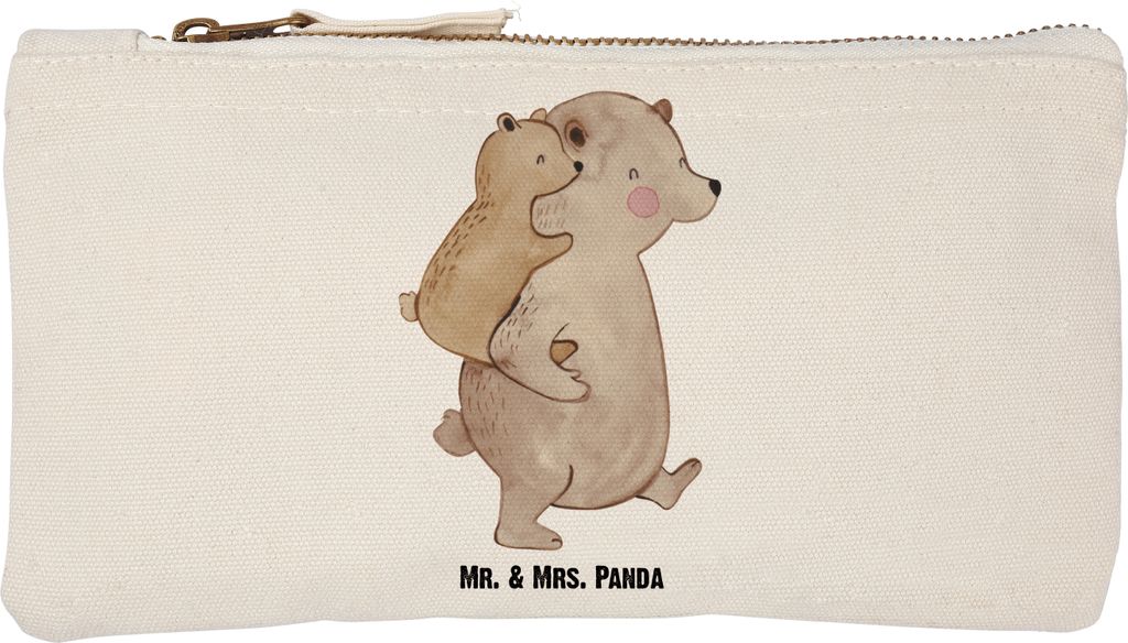 Mr. & Mrs. Panda Kulturbeutel Papa Bär Größe S Klein - Weiß - Geschenk, Schlampermäppchen, Schminktasche, Federmappe, Vatertag, Etui, kosmetik...