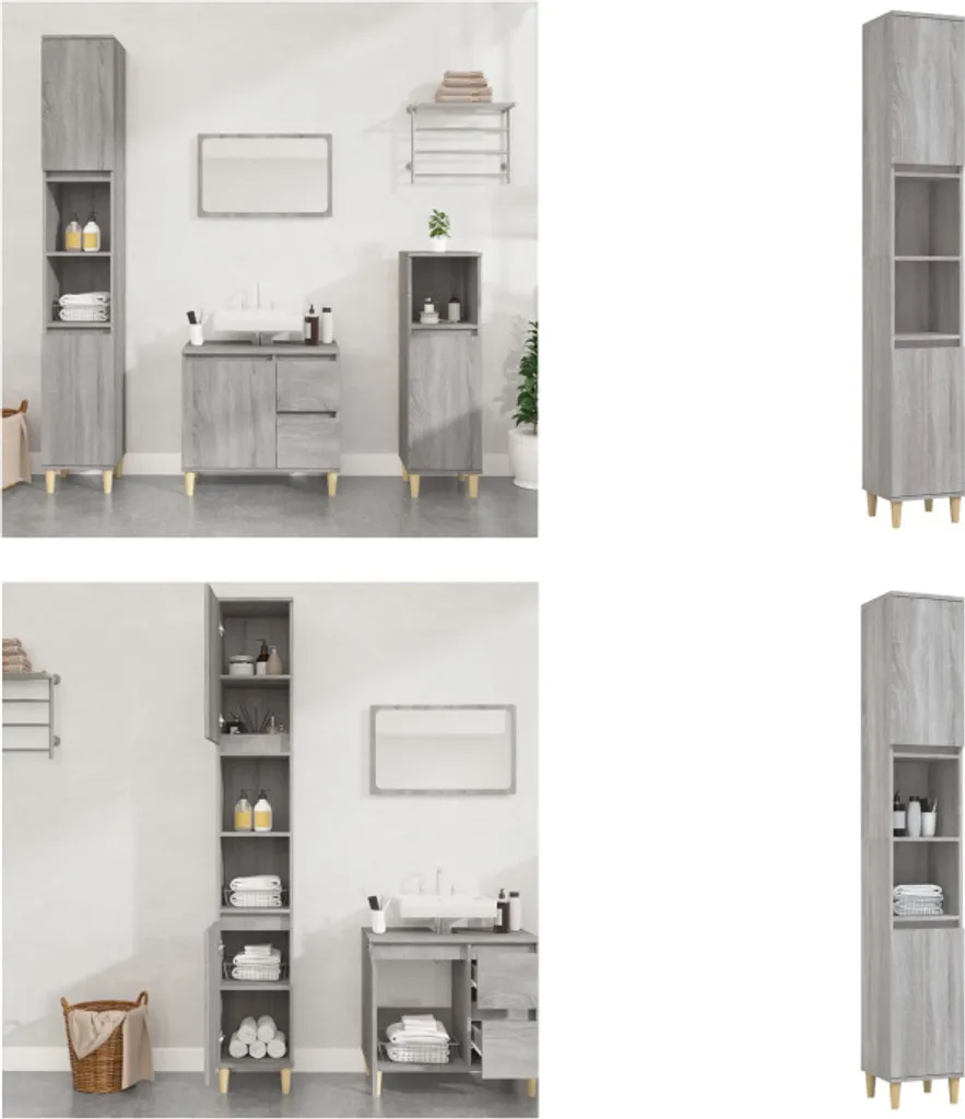 Armadietto Bagno Alto 190cm Grigio Sonoma | Salvaspazio e Robusto
