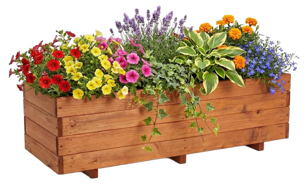 IvoQ Pflanzkasten aus Holz – 120x40x32 cm – Massives Holz – Produktbild 