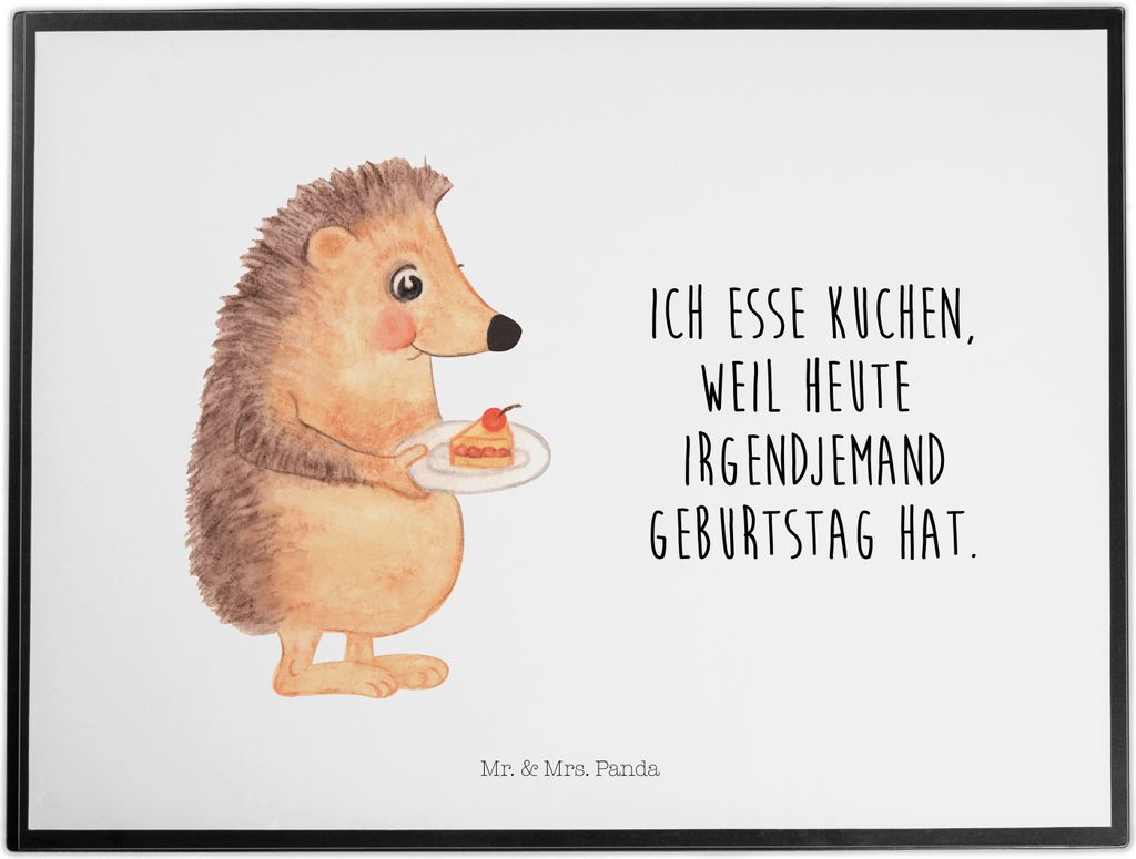 Mr. & Mrs. Panda Schreibunterlage Igel Kuchenstück - Weiß - Geschenk, Tiere, tischpad, Kuchen Backen, schreibtischunterlage, bastelunterlage, Sch...