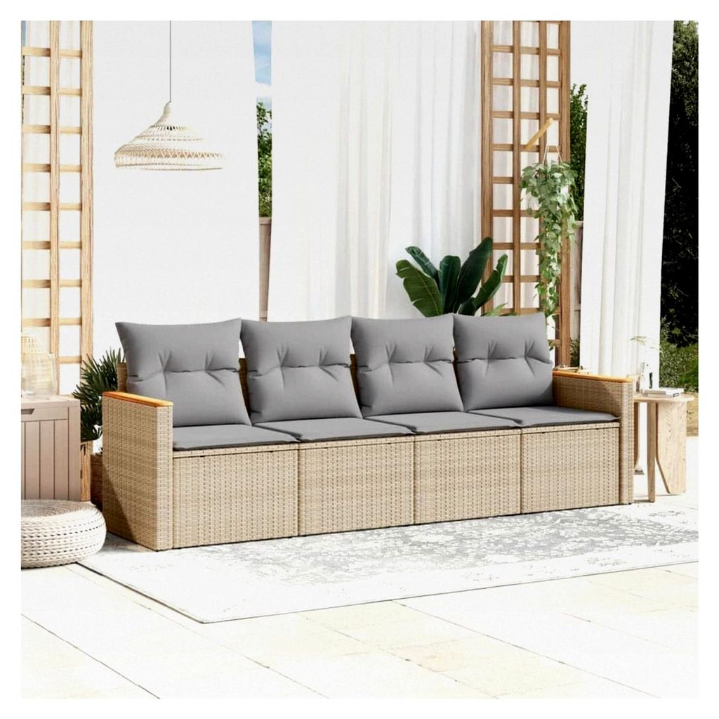 Balkon-Sofa Rattan 4-Sitzer Lounge Sofa für den Außenbereich