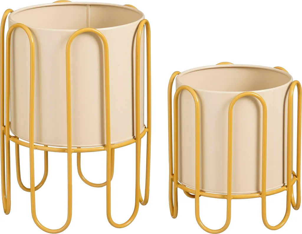 Support de Pot de Fleurs Intérieur en Fer Marron - Lot de 2 Dione