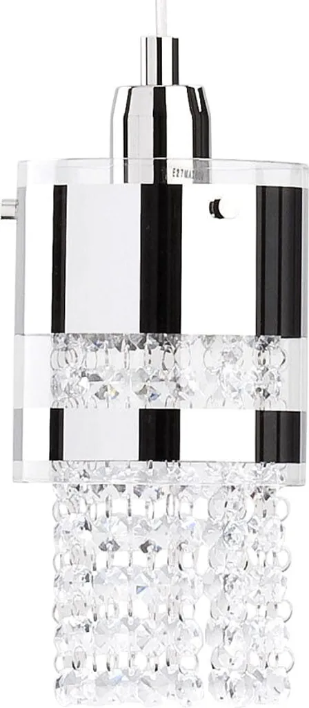 Suspension cristal Bruno 104cm argentée, luminaire chic culot E27 60W