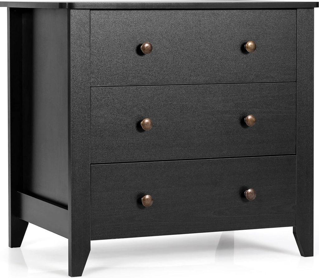 KOMFOTTEU Nachttisch mit 3 Schubladen, Kommode aus Holz, Beistelltisch mit Handgriff, Schubladenschrank für Schlafzimmer, Wohnzimmer, 71 x 46 x 66...