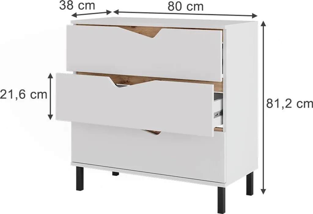 Commode compacte Vicco Marelle 80cm pour optimiser les petits coins - 3