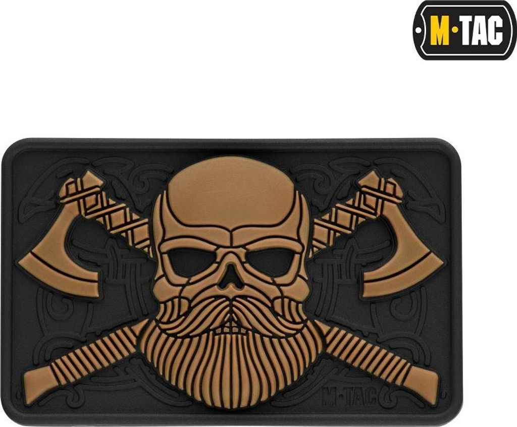 M-Tac Bearded Skull 3D PVC Patch Black/Coyote