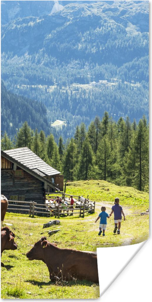 MuchoWow Poster Bauernhaus in den Bergen von Österreich 75x150 cm - Dekoration für die Wände