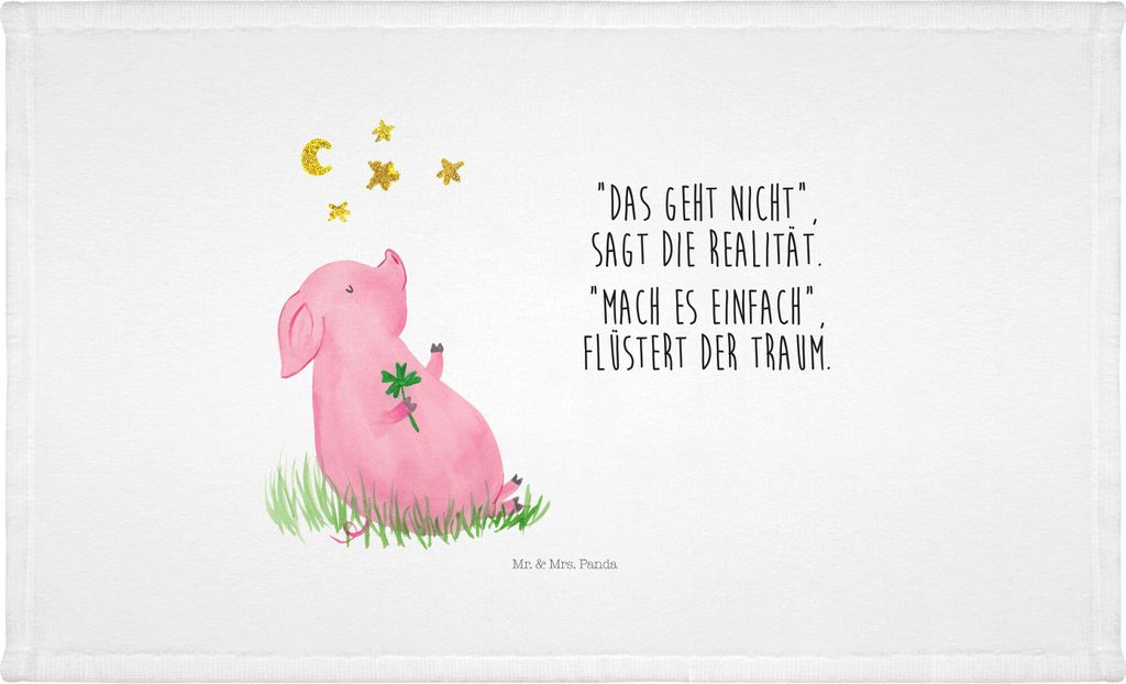 Mr. & Mrs. Panda handtuch frottee Schwein Glück - Weiß - Geschenk, Flauschtuch, Schweinchen, gesichtshandtuch, gesichtstuch, frottierhandtuch, Tr...